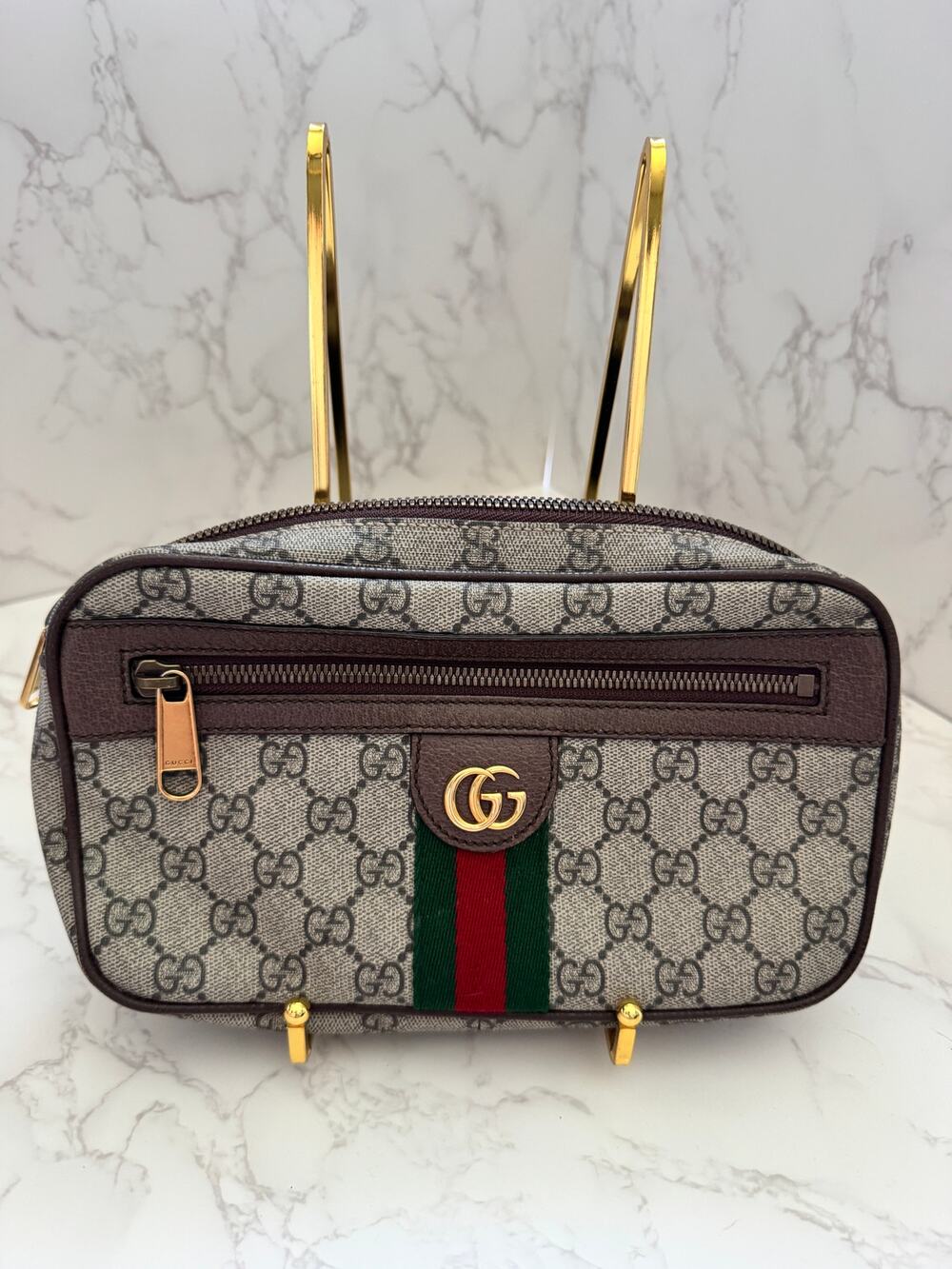 Brown GG Supreme Canvas Ophidia Belt Bag